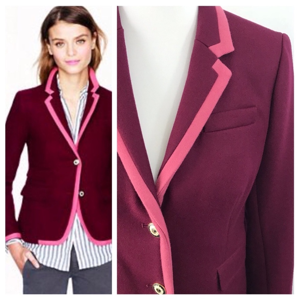 J.Crew Collection schoolboy wool tipped blazer jacket size 4 Tall - Picture 8 of 11